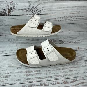Birkenstock Arizona Womens EU 39 US 8 Sandals Textured Leather White